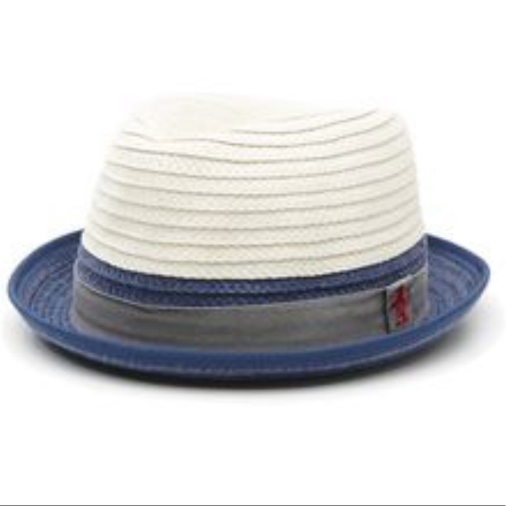 Penguin two-toned straw hat {navy/grey trim} - s/m